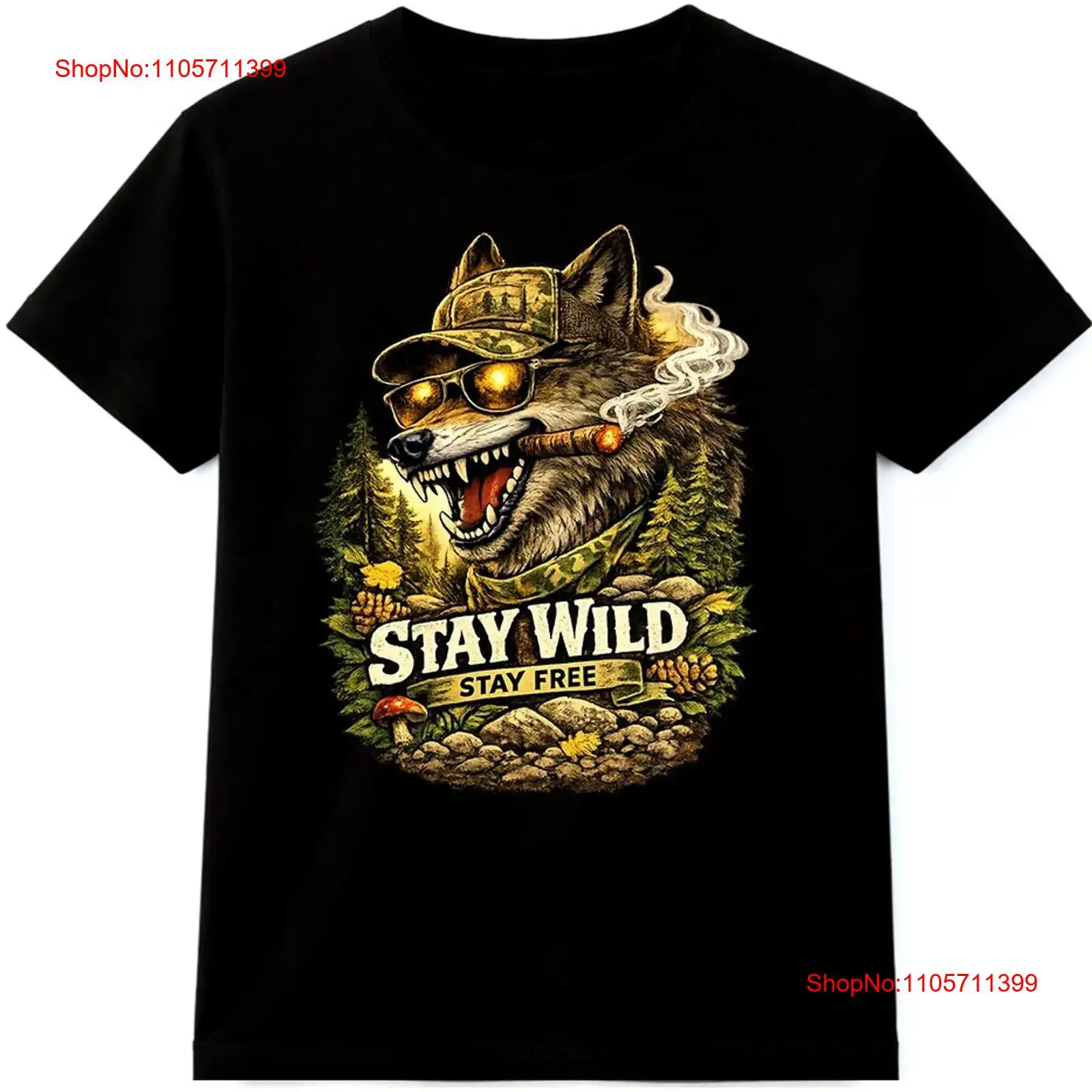 Wildman Hunting & Outdoor Robertson Photos - 울프 티셔츠 Stay Wild Free 야외