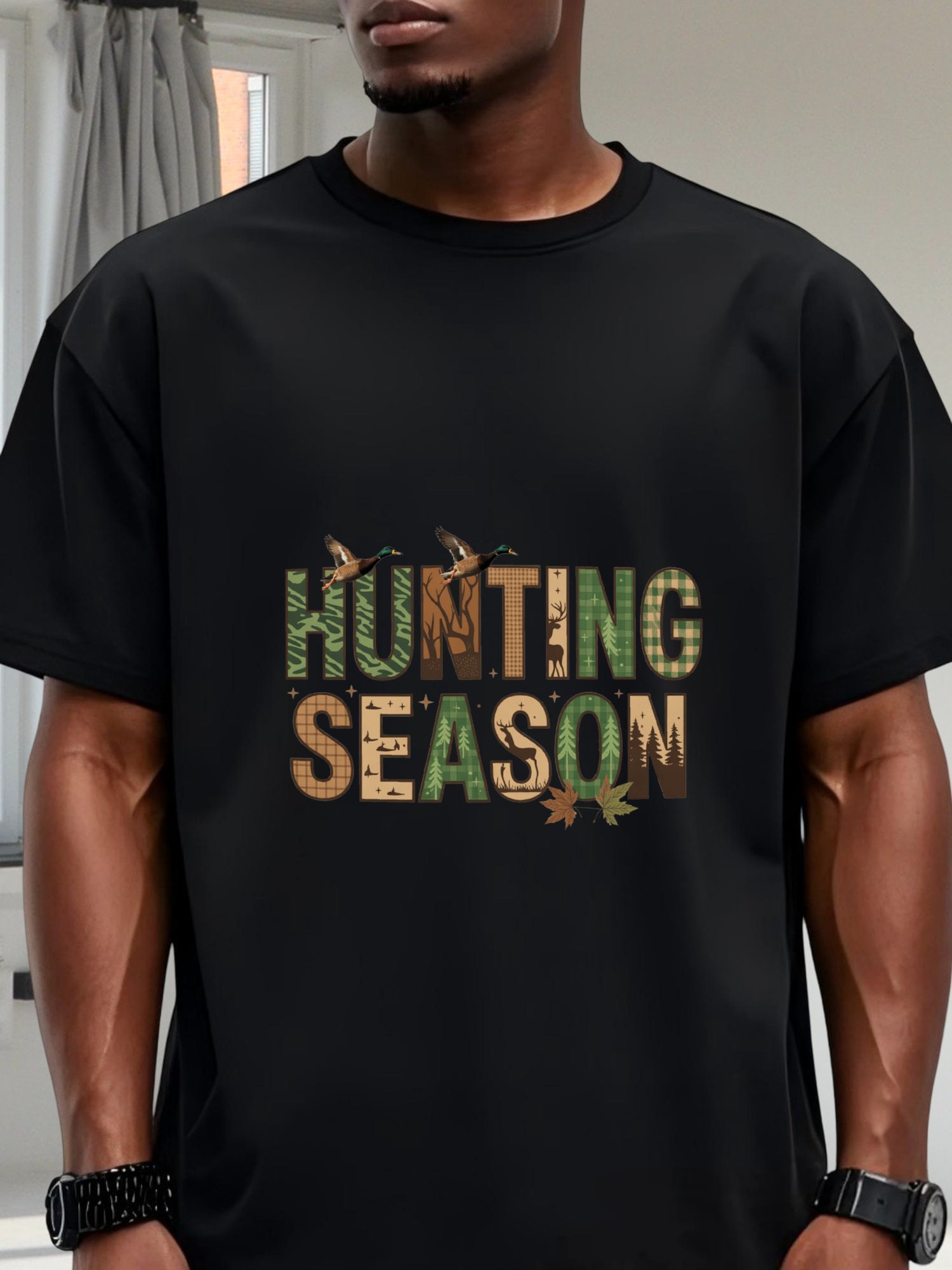 아빠 야외 사냥 낚시 카모 사슴 블랙 코튼 티셔츠 아버 - Hunting Outdoor Day 리뷰 및 가격